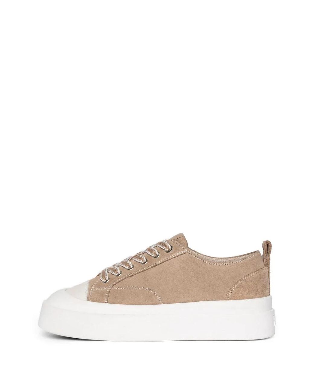 Manière De Voir White Vienna Suede Contrast Stitch Sneakers