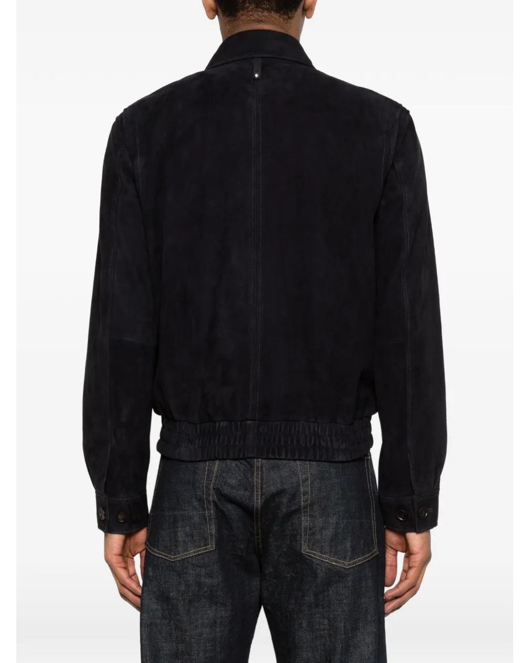 Mackage Black Zip Suede Bomber Jacket for men