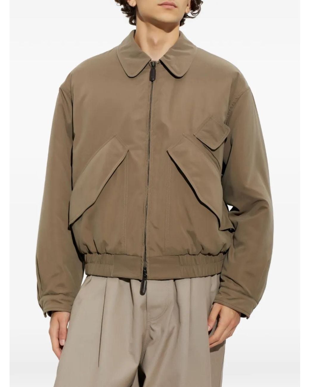 Giorgio Armani Natural Insulated Collared Bomber Jacket for men