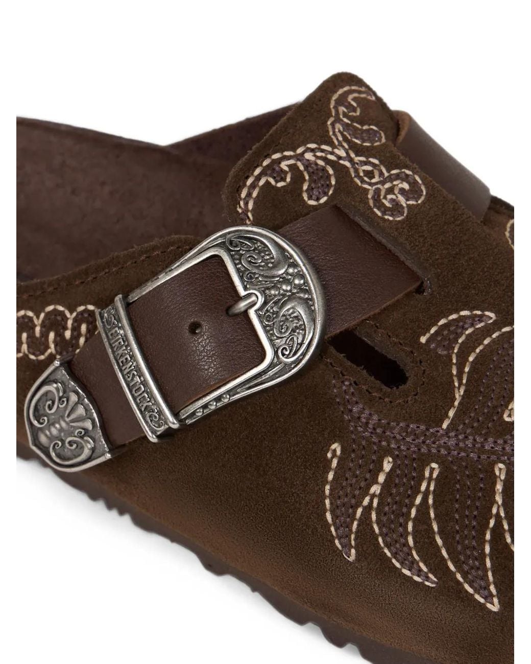 Etro Brown X Birkenstock Embroidered Suede Boston Clogs