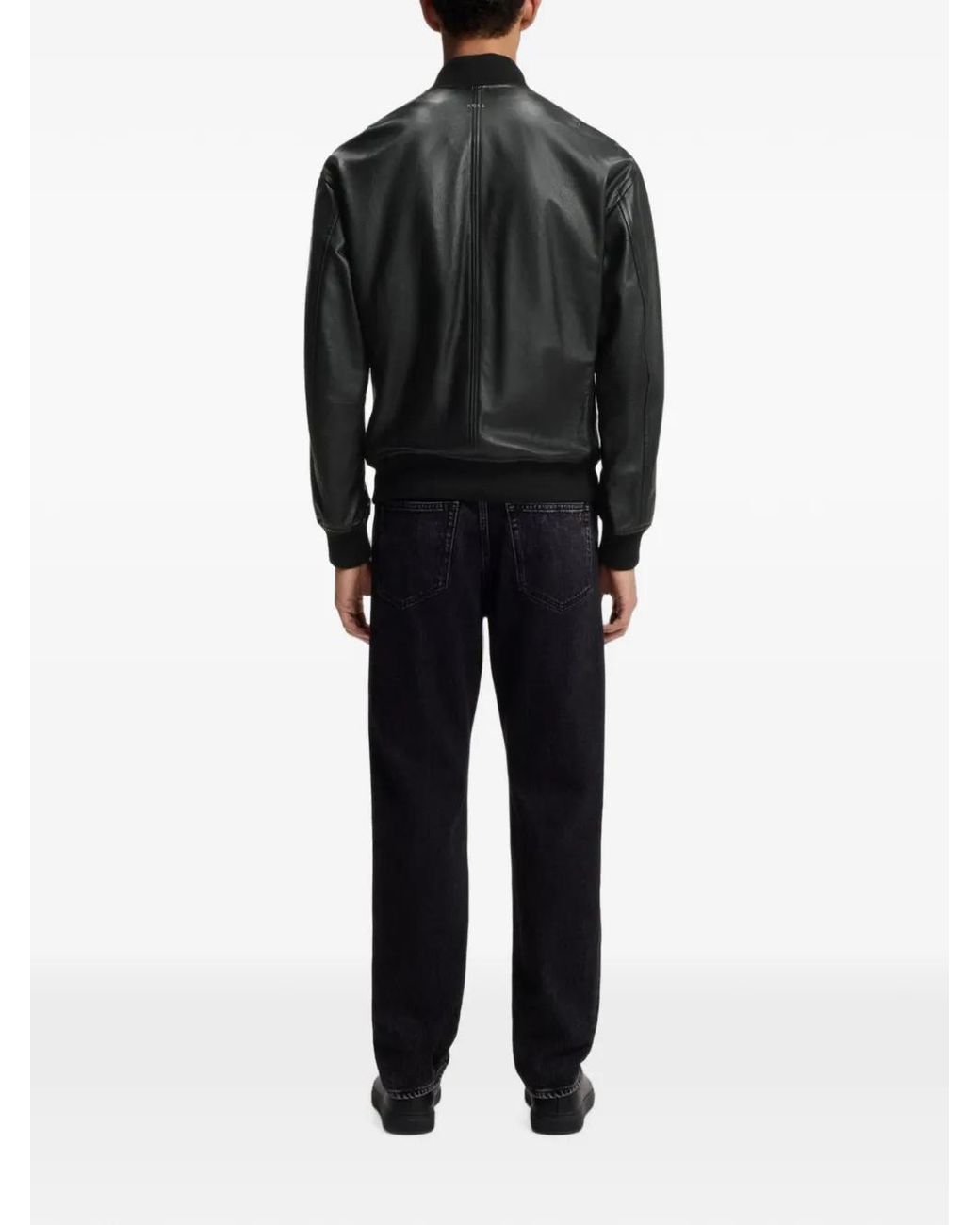 Boss Black Veste Bomber En Cuir À Fermeture Zippée for men