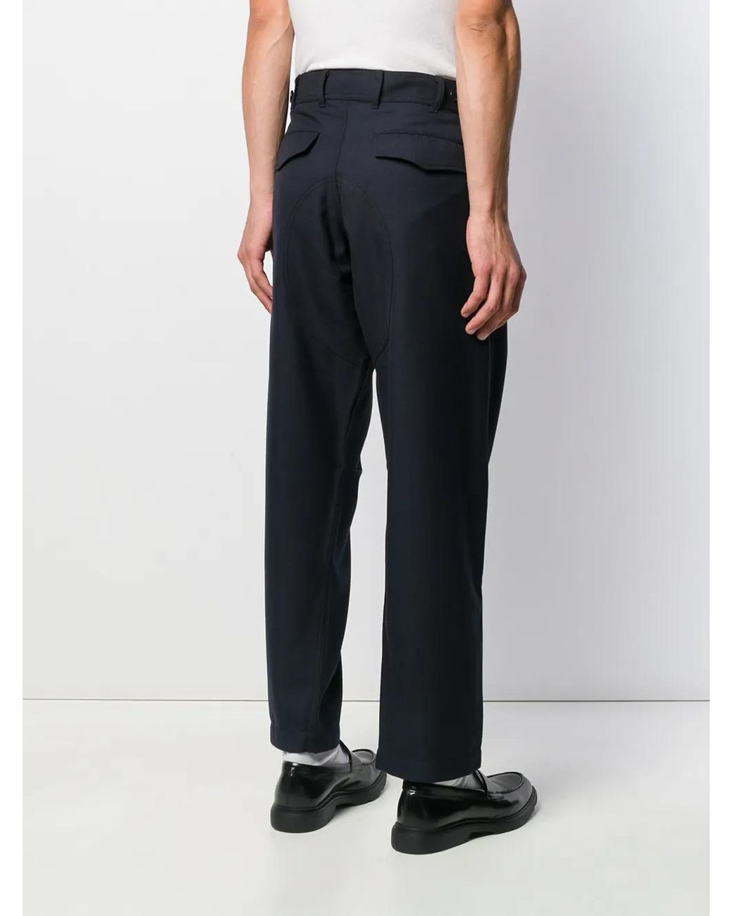 Comme des Garçons Blue Cropped Tailored Trousers for men