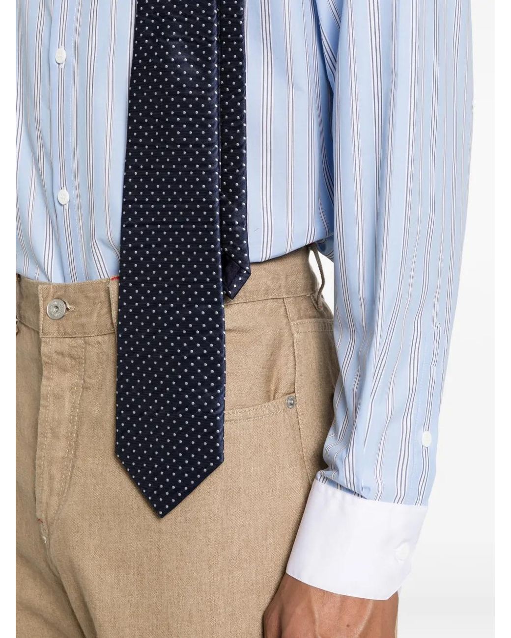 Charles Jeffrey Blue Striped Tie Shirt for men