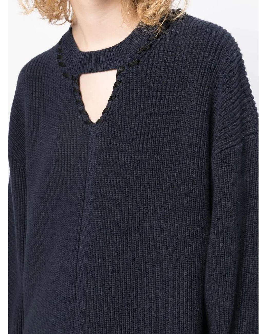 3.1 Phillip Lim Blue Ribbed V-Neck Jumper