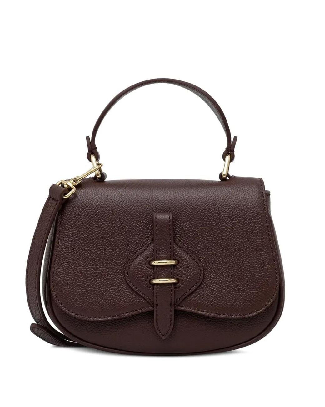 Coccinelle Brown Mini Mavery Grained-Leather Tote Bag
