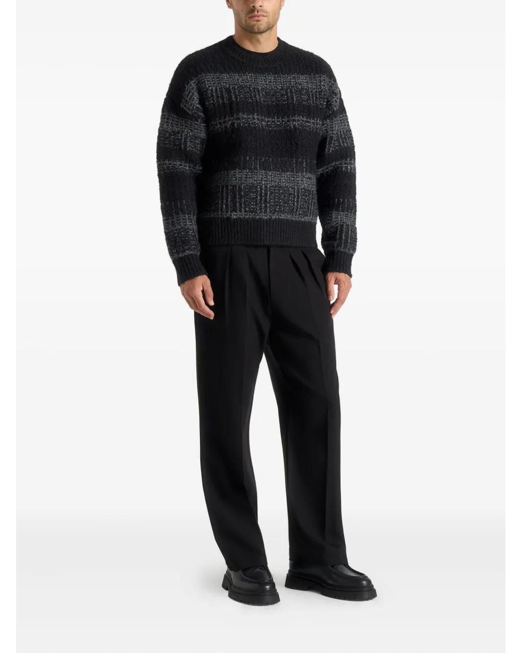 Manière De Voir Black Ayden Checked-Pattern Knit/ Sweater for men