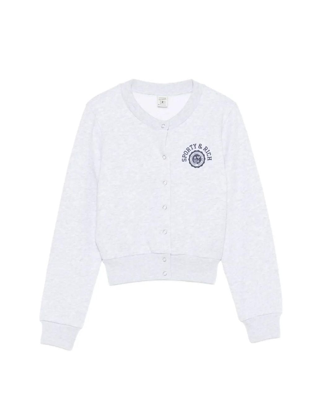 Sporty & Rich White Logo-Print Cropped Sweatshirt