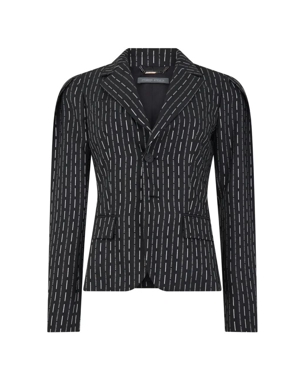 Alberta Ferretti Black Pinstripe-Pattern Blazer