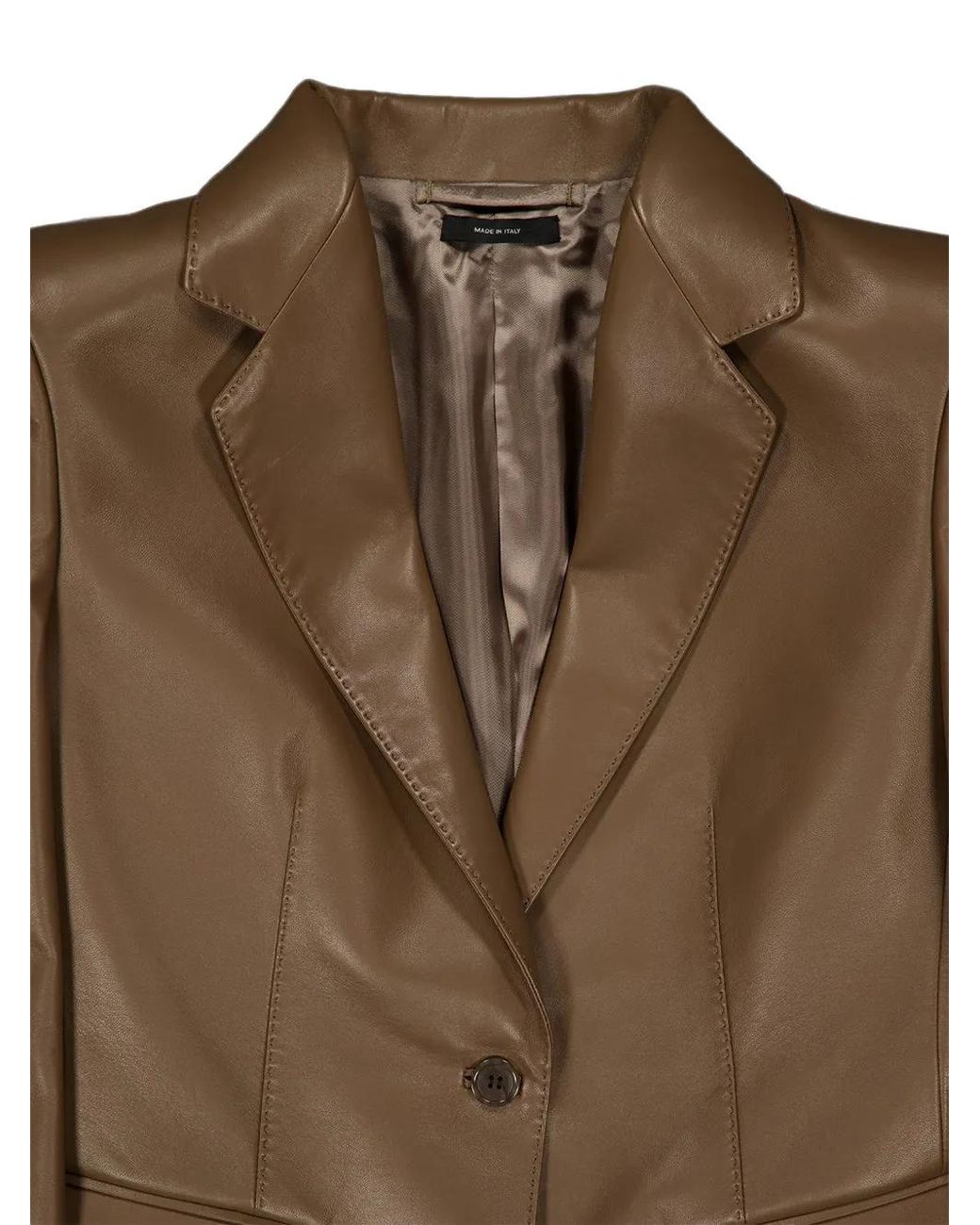 Tom Ford Brown Guanteria-Leather Single-Breasted Jacket