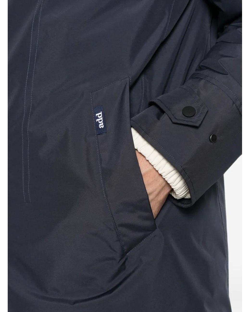 Add Blue Button-Up Logo-Patch Coat for men