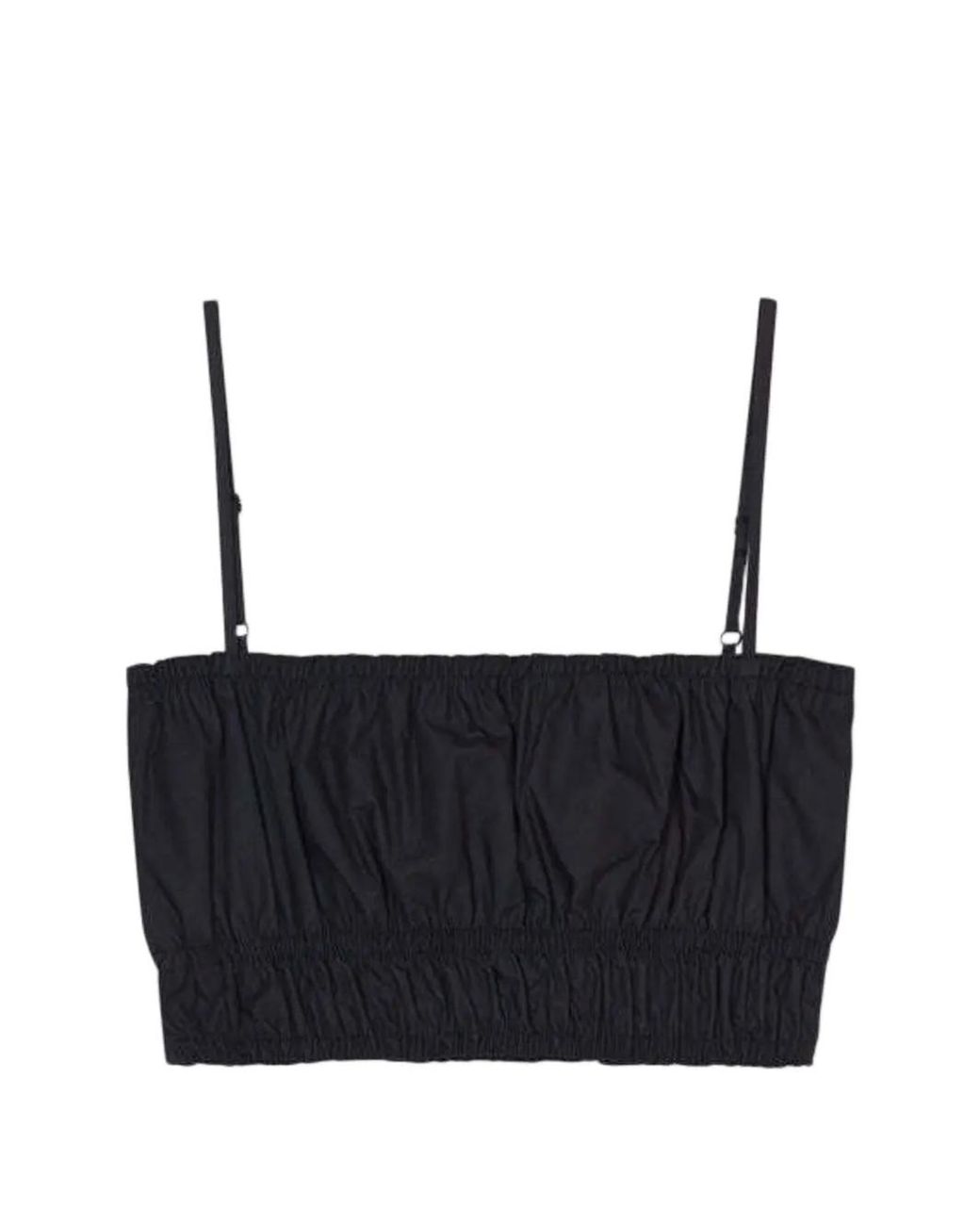 Closed Black Gathered-Detail Crop Top