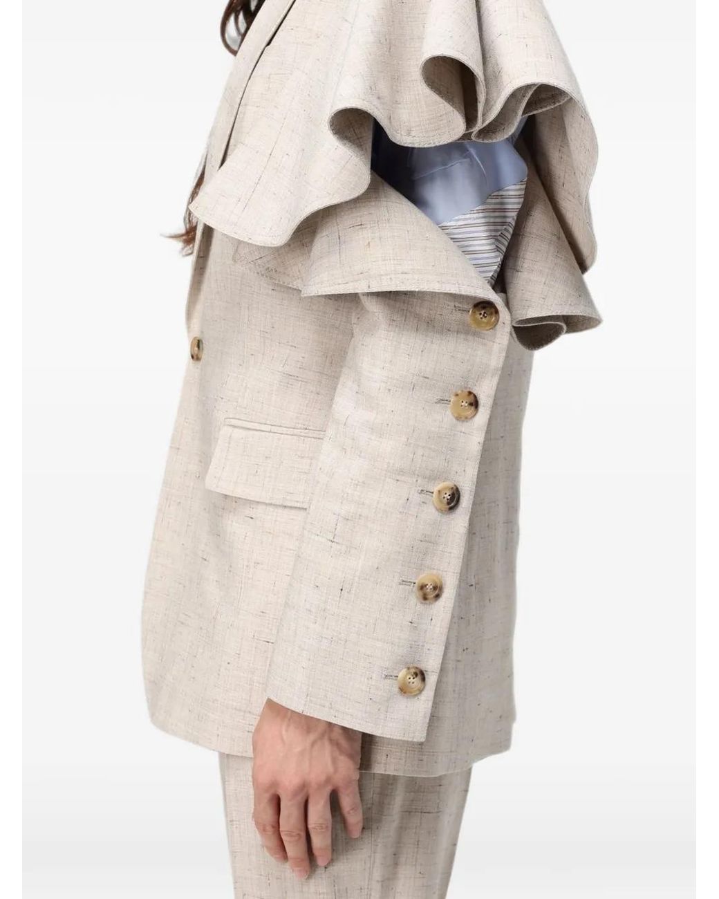 Moschino Gray Ruffled-Sleeve Blazer