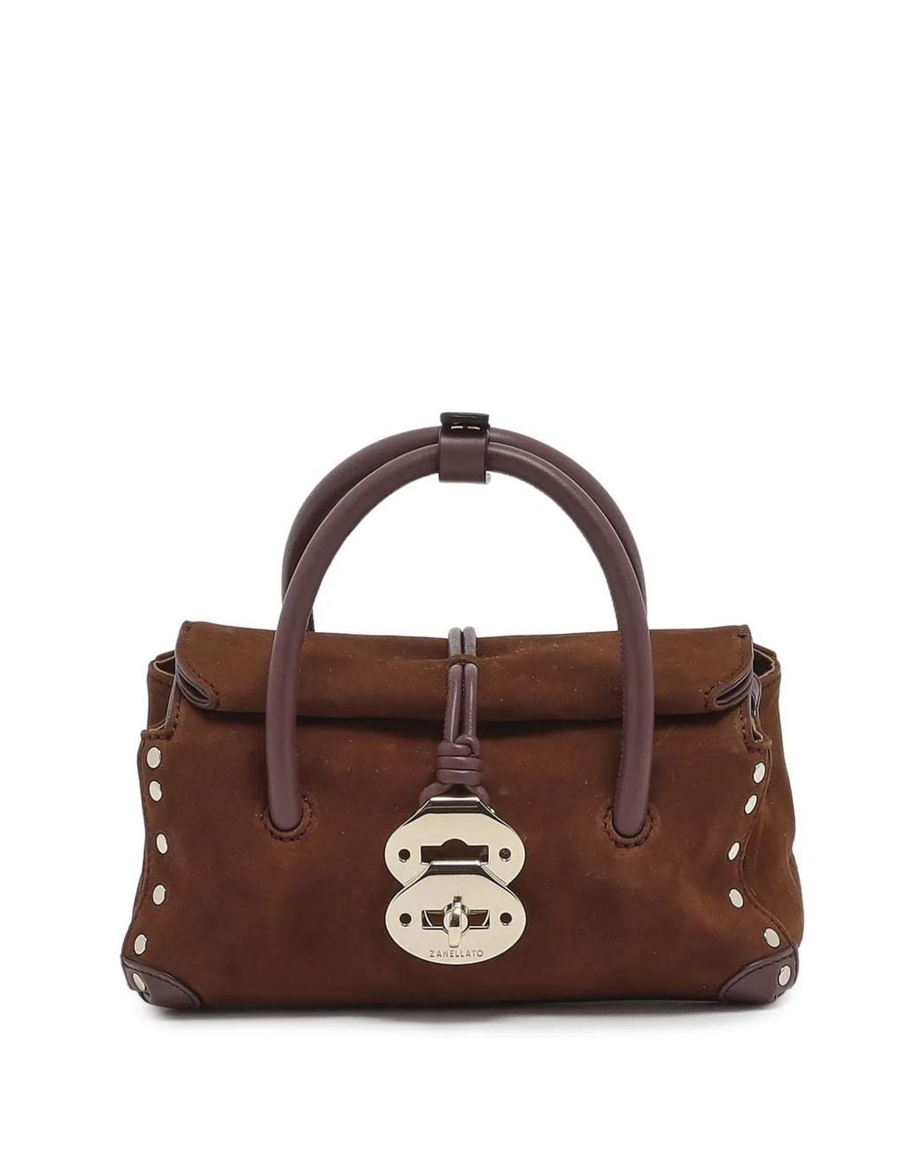 Zanellato Brown Baby Dotta Stud-Embellished Shoulder Bag