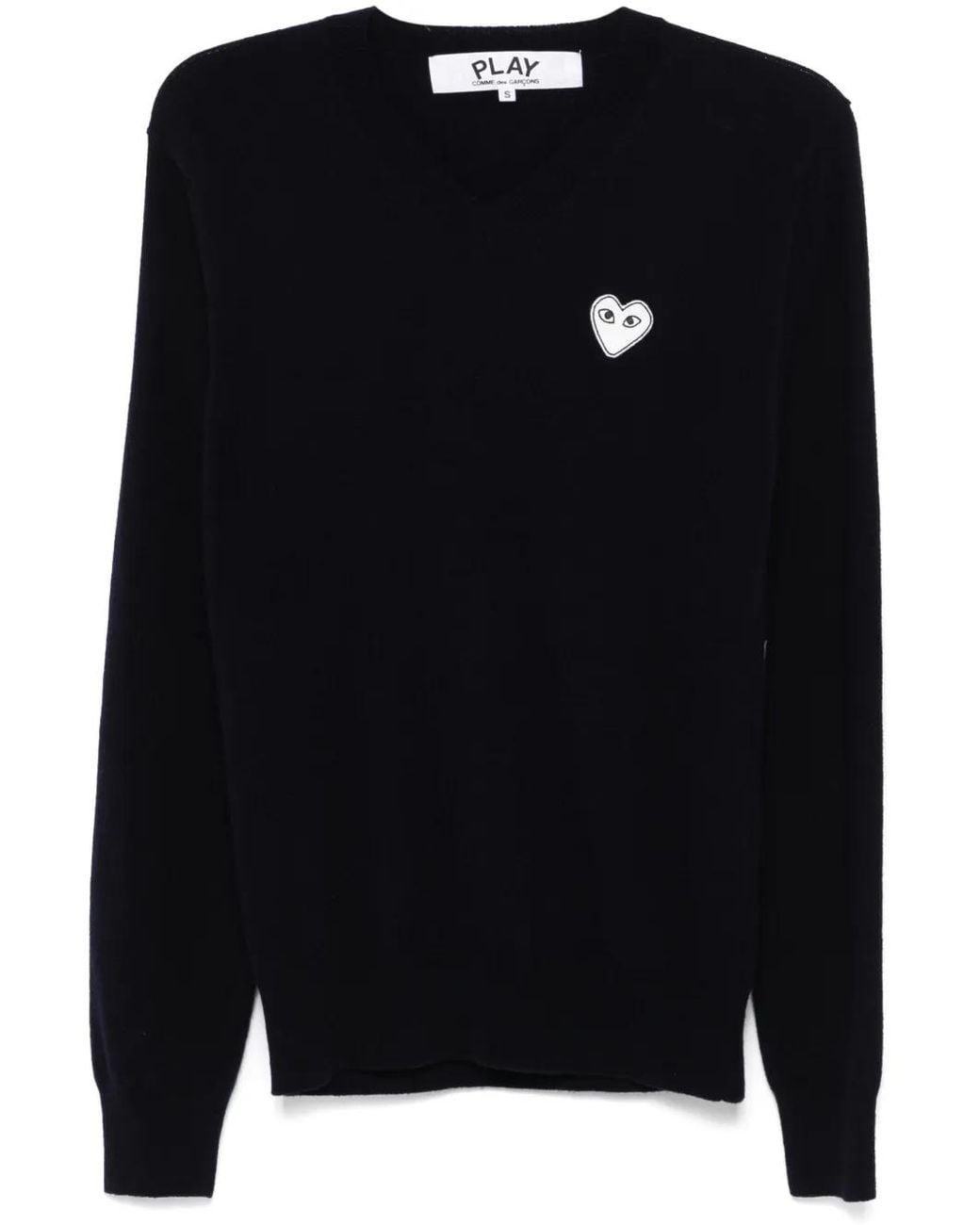 COMME DES GARÇONS PLAY Blue Heart-Embroidered Sweater