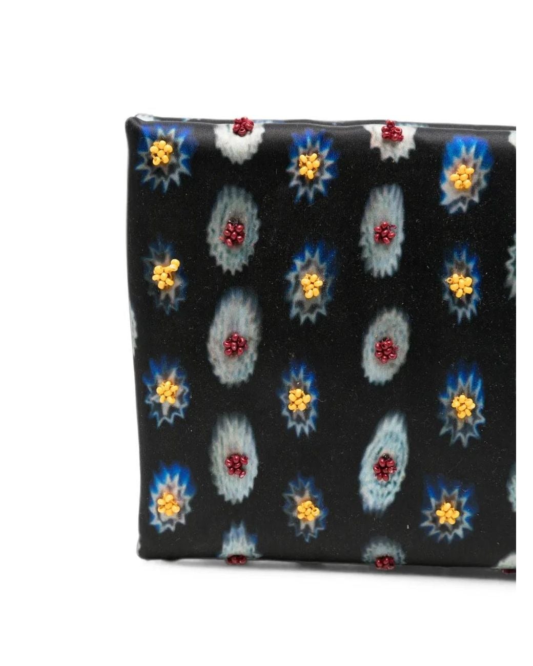 Staud Black Muse Bead-Embellished Ikat-Print Clutch Bag