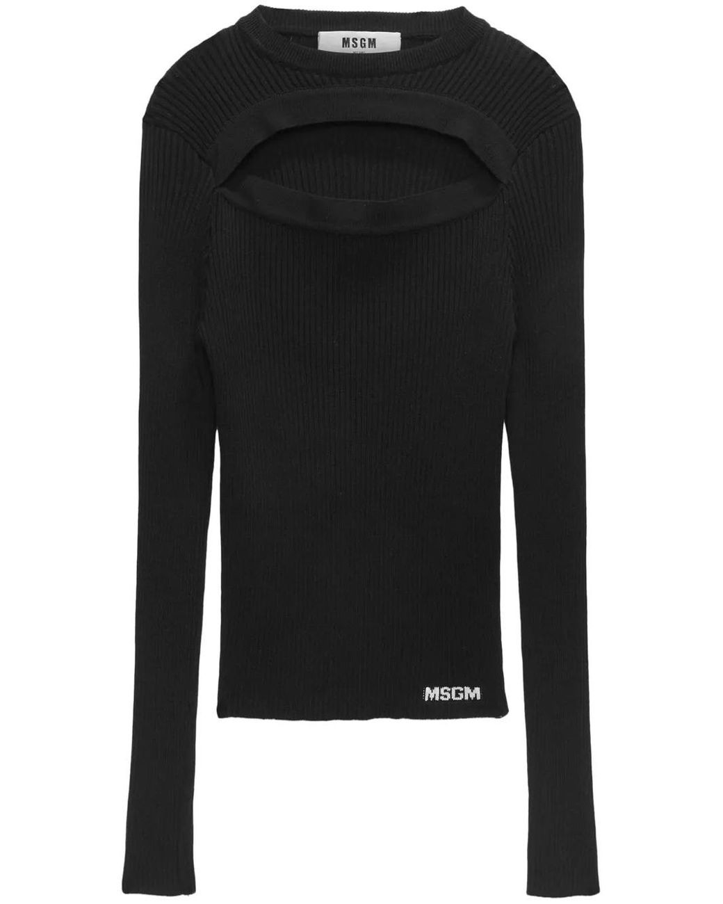 MSGM Black Cut-Out Detail Knitted Sweater