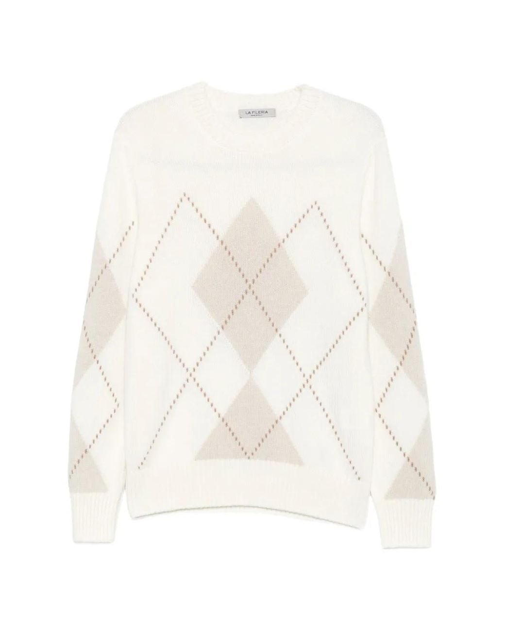 Fileria White Pull À Motif De Losanges for men