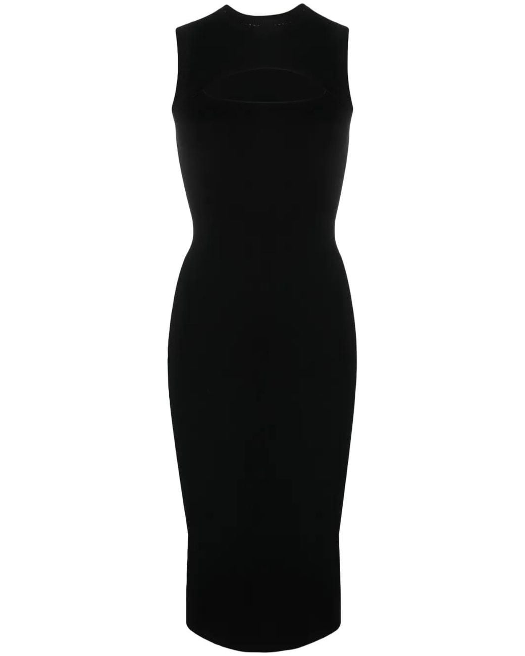 Victoria Beckham Black Cut-Out Sleeveless Midi Dress