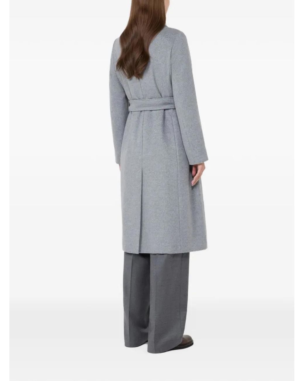 Max Mara Gray Double-Breasted Wool Coat