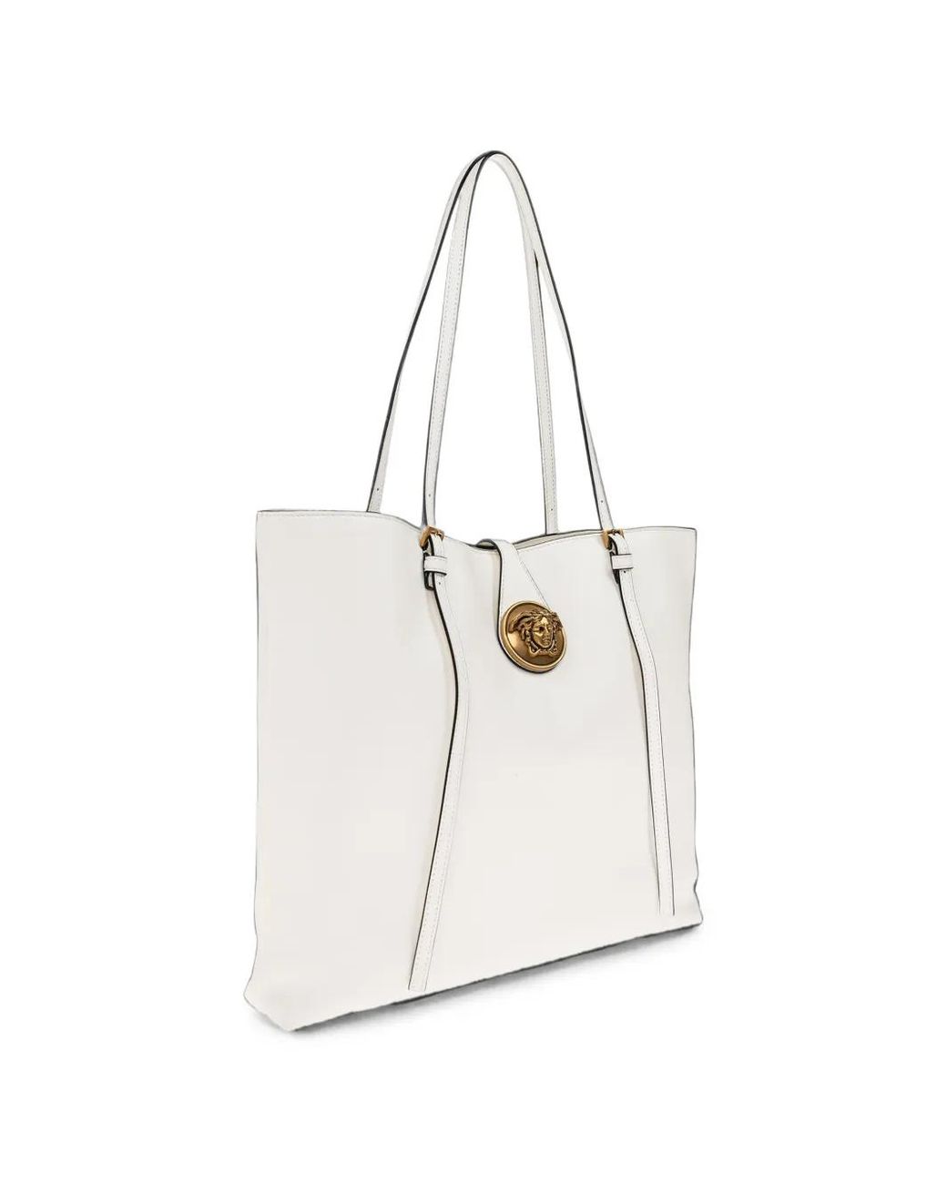 Versace White Leather Bag With Medusa Head