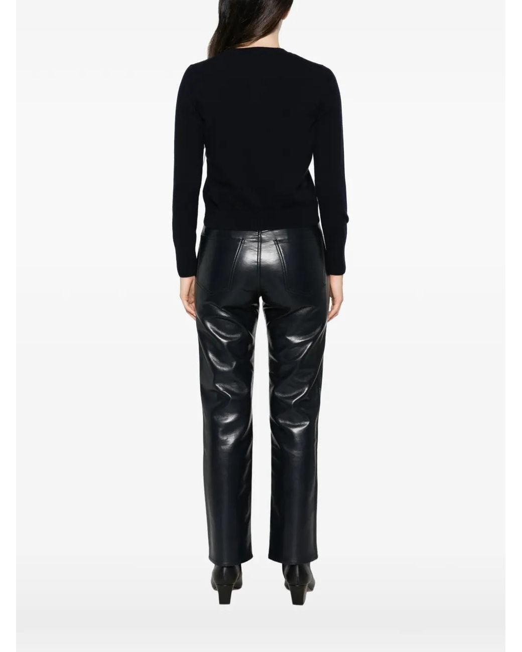 Alpha Studio Black Button-Up Crew-Neck Sweater