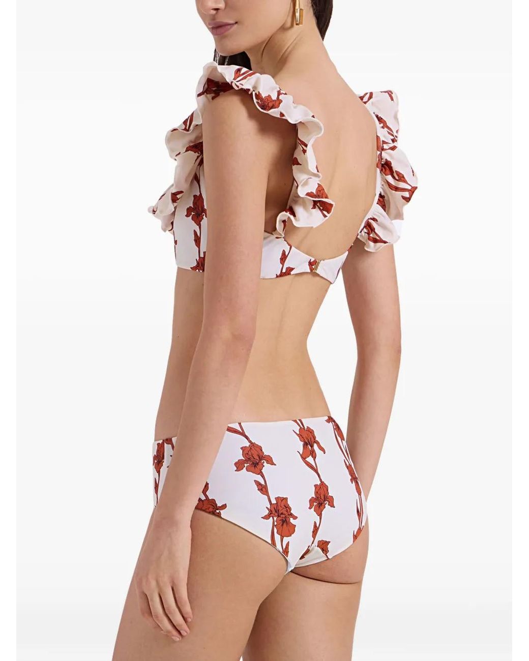 LaDoubleJ White Ruffle-Detail Bikini