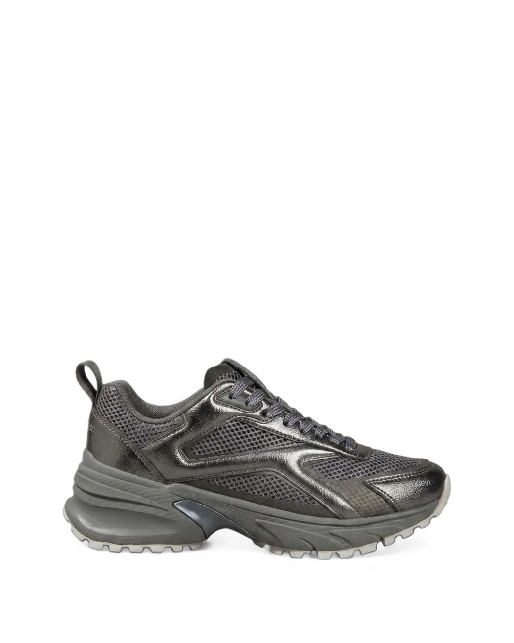 Calvin Klein Gray Metallic-Effect Mesh Sneakers