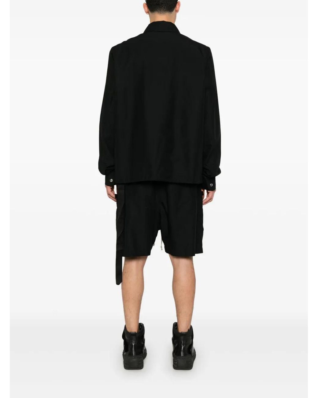 Rick Owens Black Front Press-Stud Fastening Jacket for men