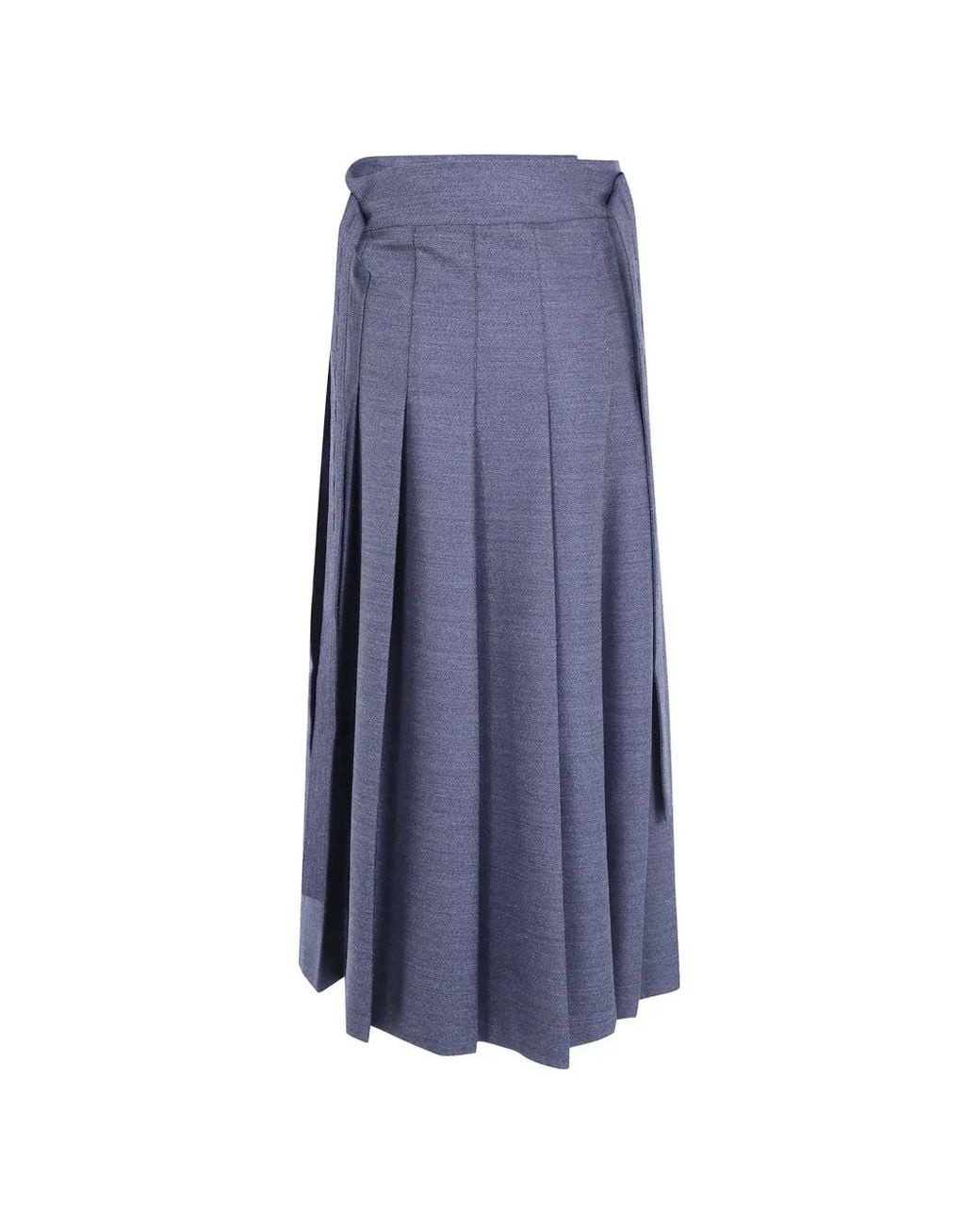 Rohe Blue Rohe Pleated Wool Mid Skirt