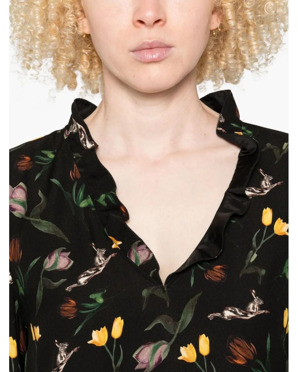 Marni Black Floral-Print Blouse