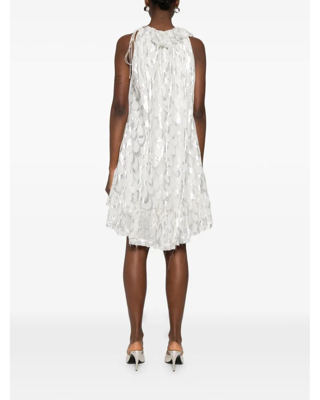 Parlor White Ruffled-Trim Mini Dress