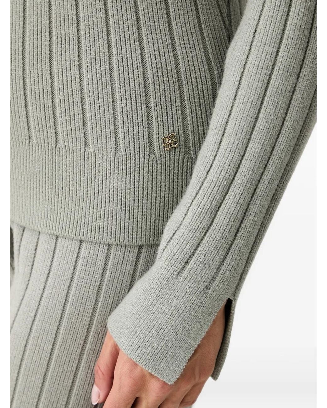 Chantelle Gray Ribbed-Knit Hoodie