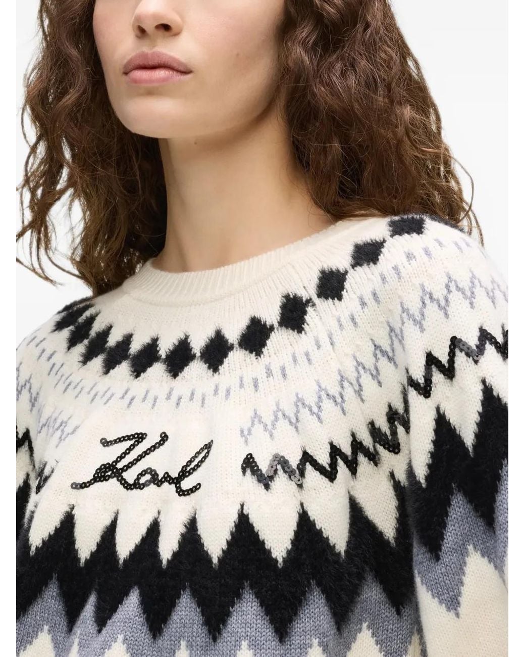 Karl Lagerfeld White Alpine Knitted Sweater