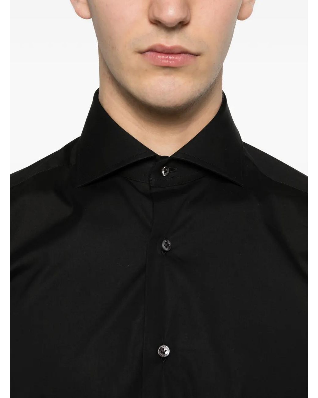 Barba Napoli Black Buttoned Shirt for men