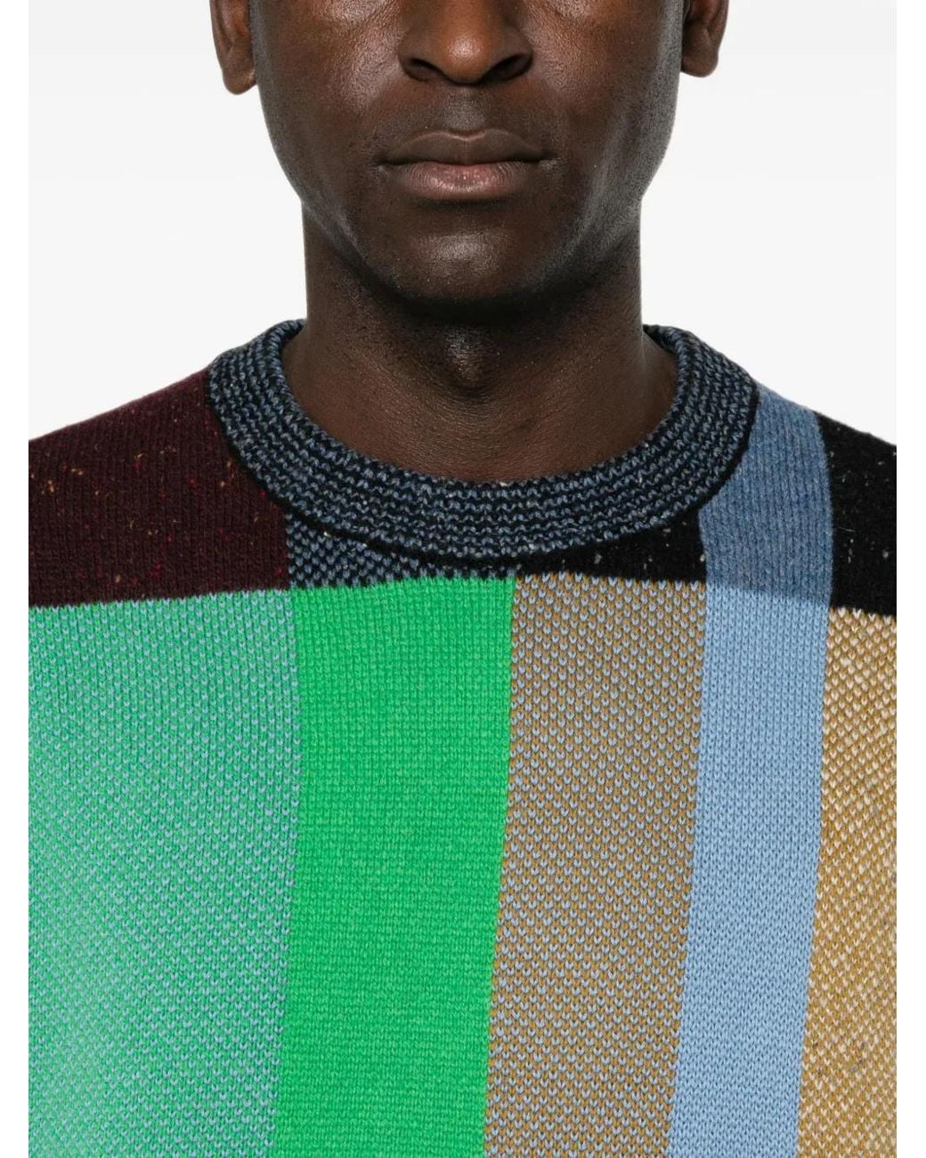 Paul Smith Red Patchwork-Pattern Crew-Neck Sweater for men