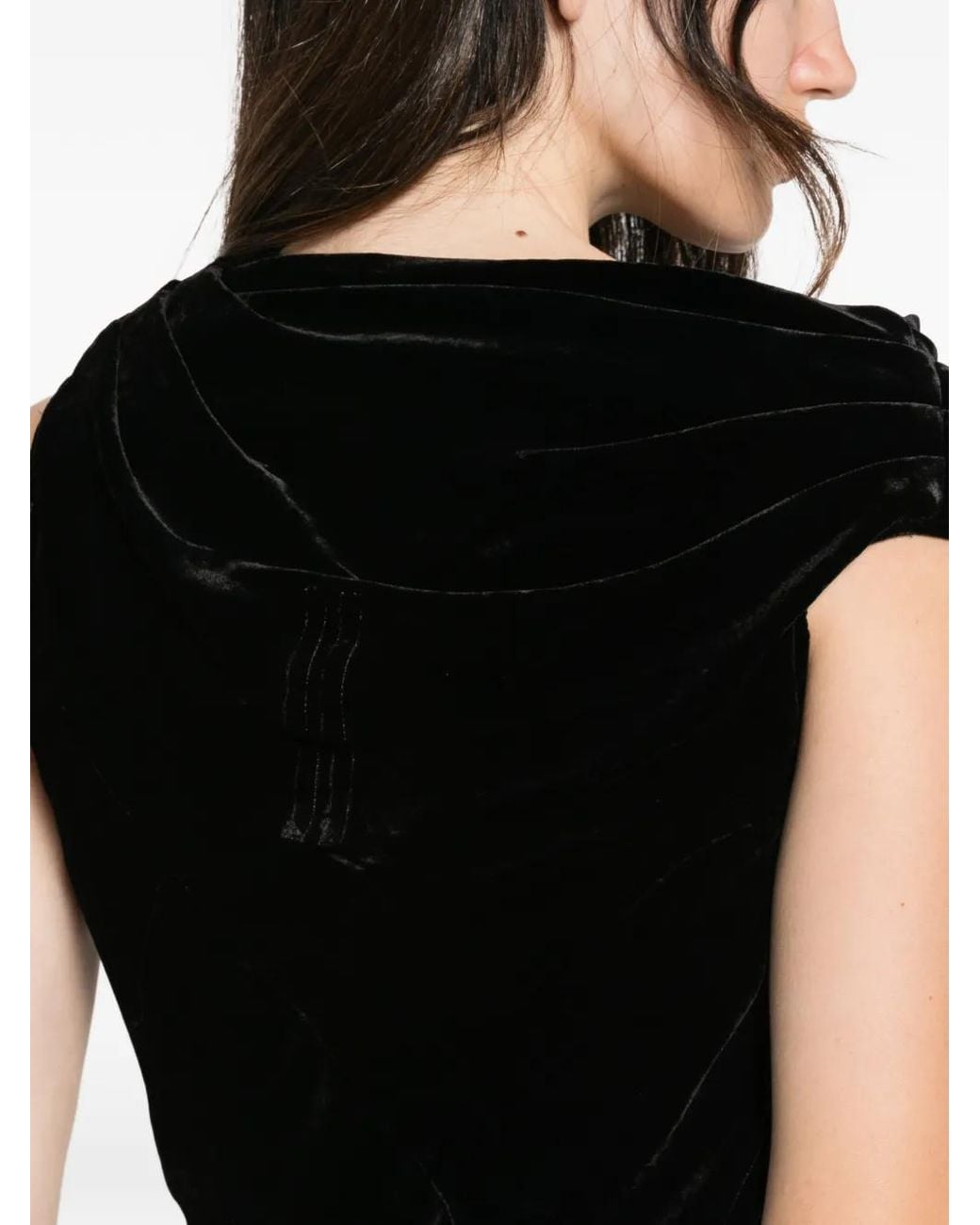Rick Owens Black Draped Velvet Maxi Dress