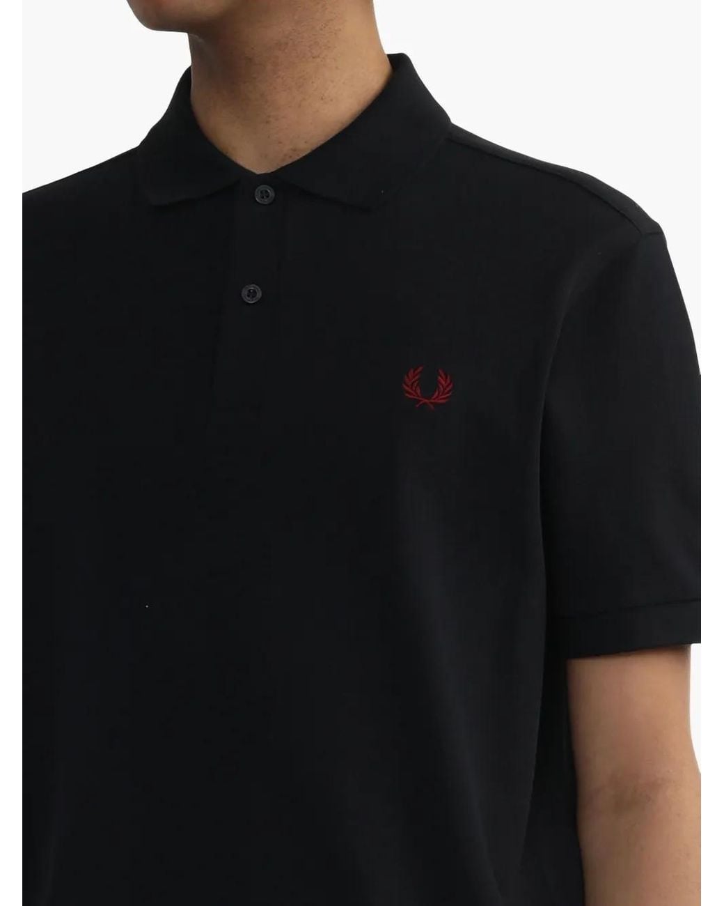 Fred Perry Black Cotton Polo Shirt for men