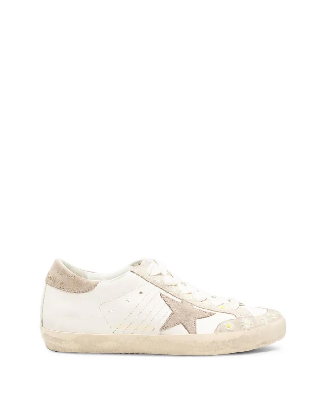 Golden Goose Deluxe Brand White Super-Star Flower-Embroidered Sneakers