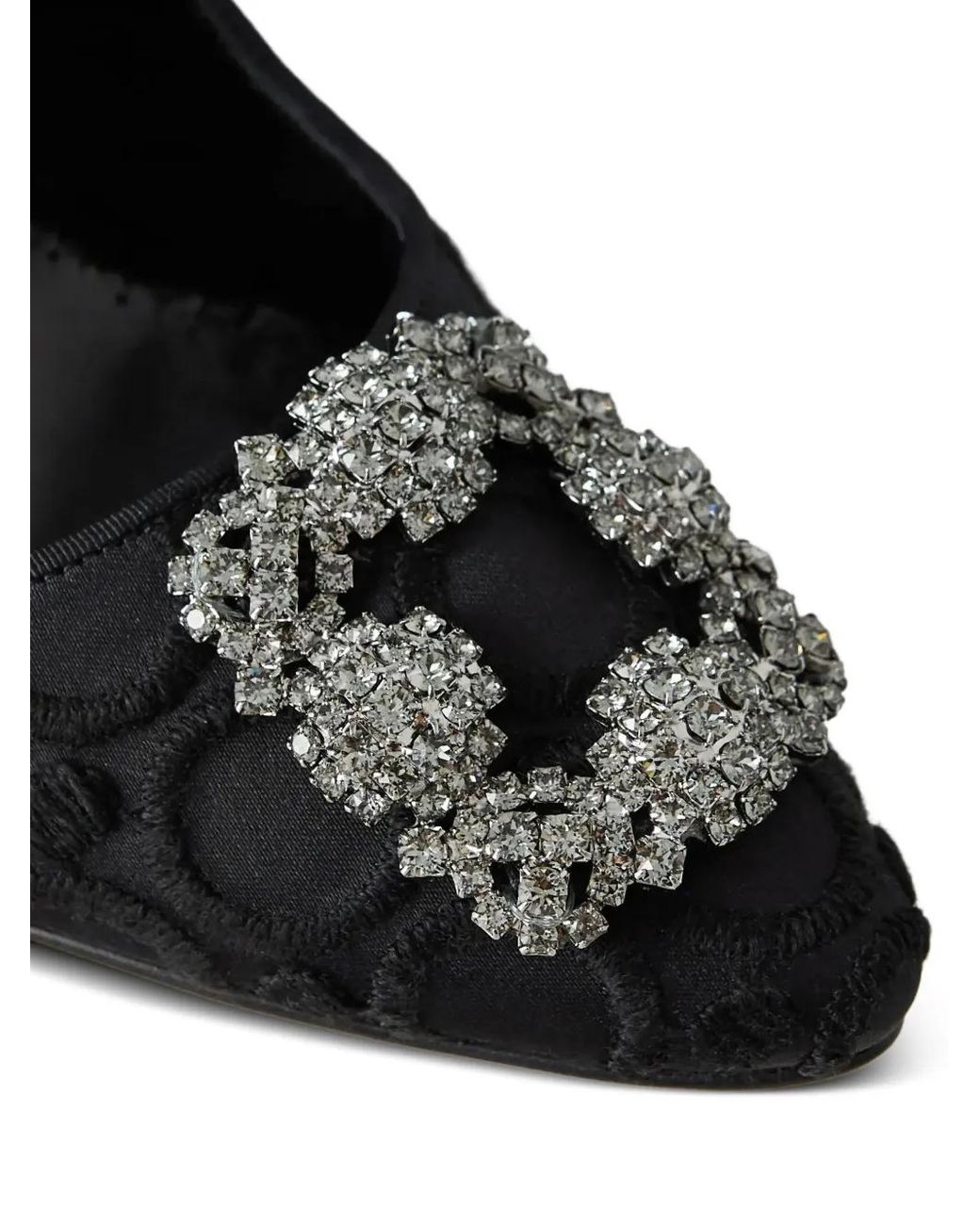 Manolo Blahnik Black Hangisi Crystal-Buckle Pumps