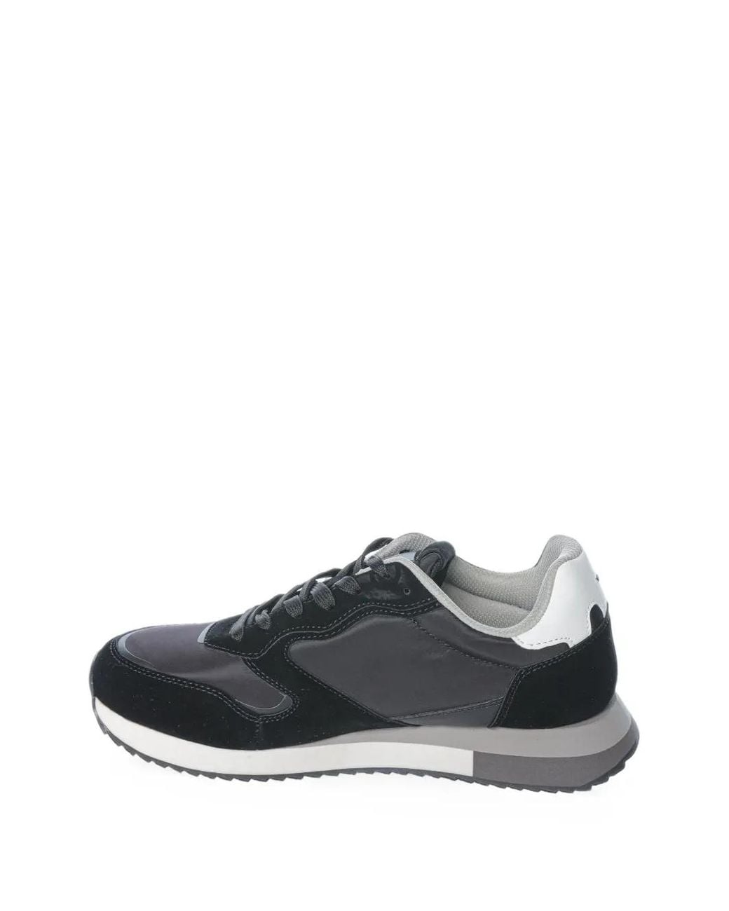 La Martina Black Suede-Panelled Logo-Print Sneakers for men