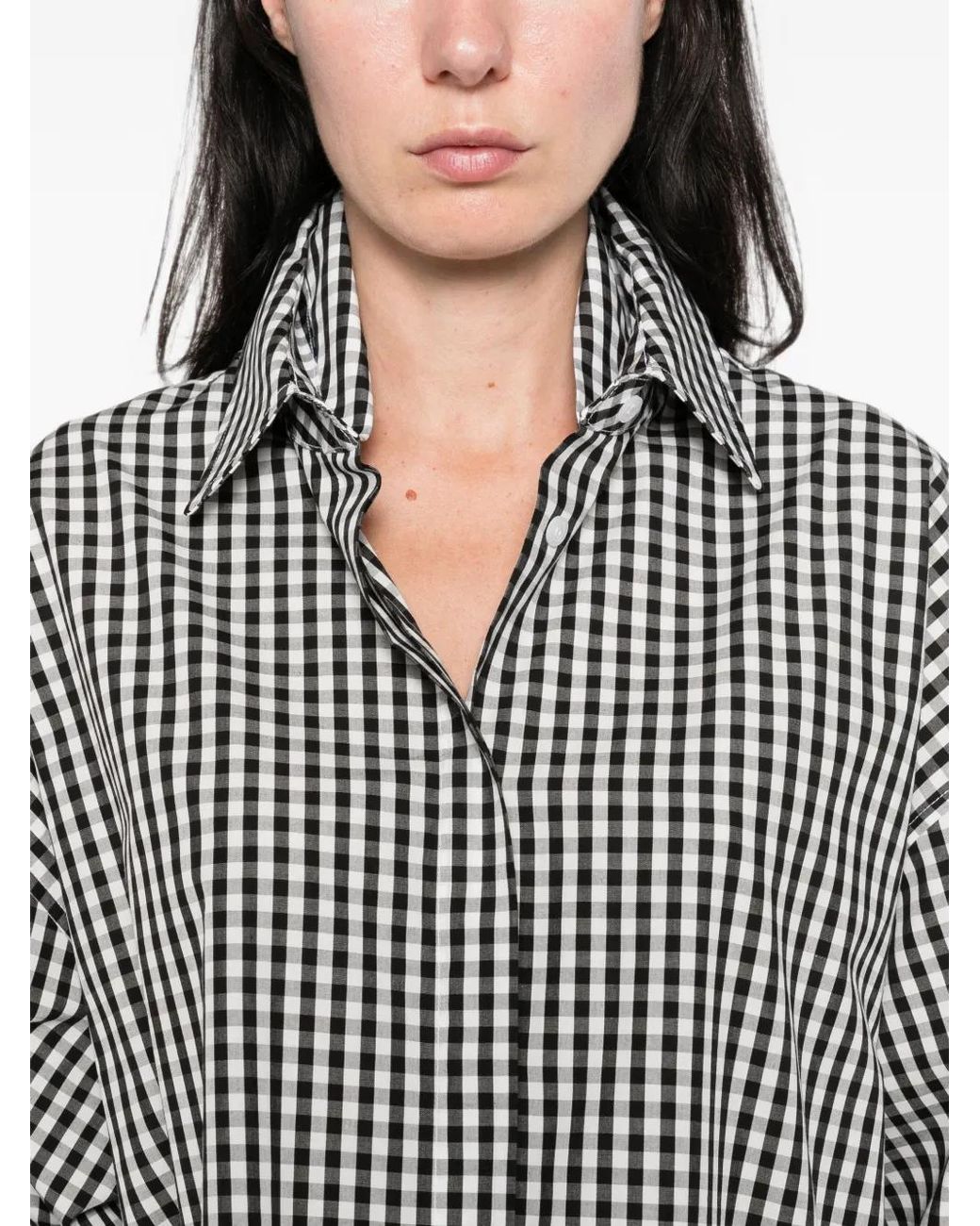 Marie Adam-Leenaerdt Gray Gingham-Check Oversized Shirt