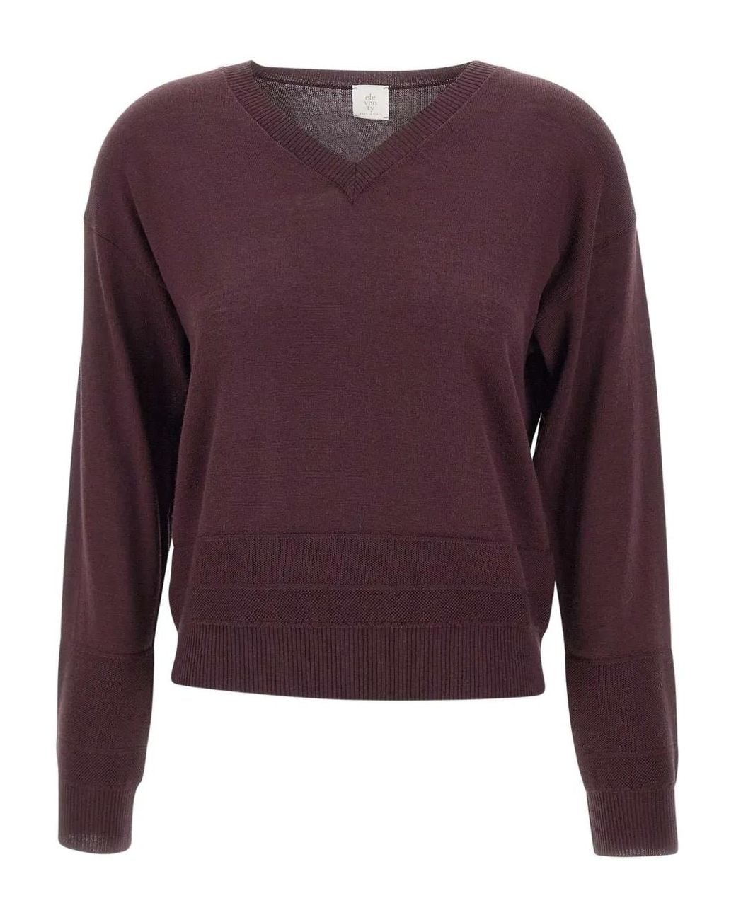 Eleventy Purple V-Neck Wool Sweater