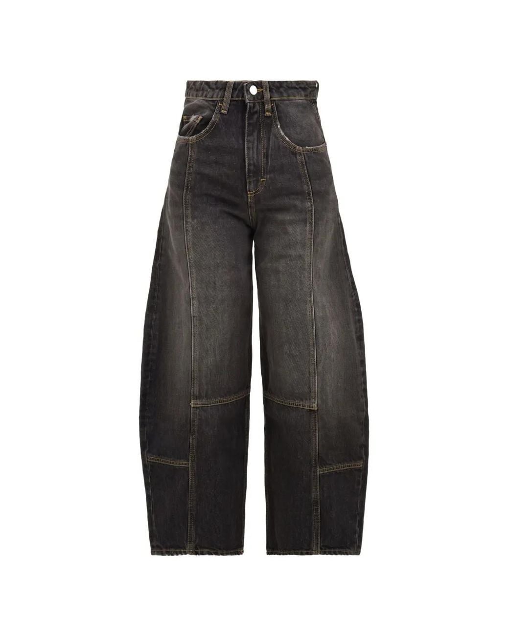 ICON DENIM Black Panelled Barrel-Leg Jeans