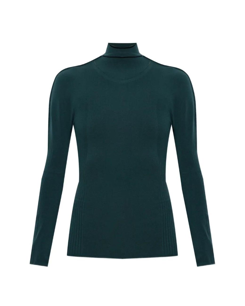 Pleats Please Issey Miyake Green Fitted Turtleneck Sweater
