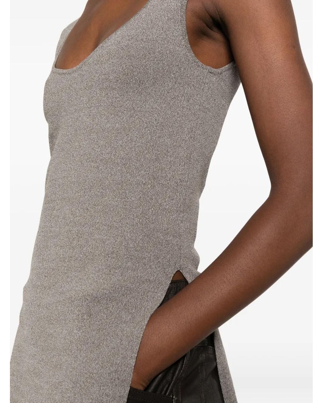 Rohe Gray Ribbed Side-Slit Top