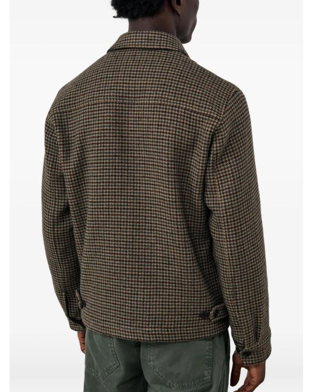 Hartford Brown Dandy Houndstooth-Pattern Zip-Up Jacket for men