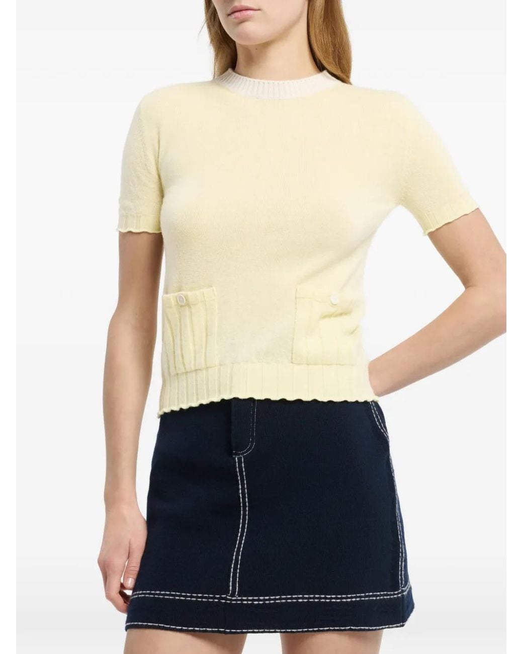 Barrie Yellow Ribbed Detail Top