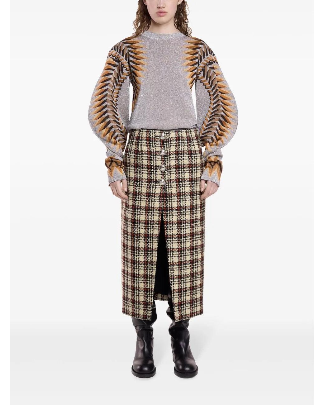Rabanne Brown Jacquard Sweater
