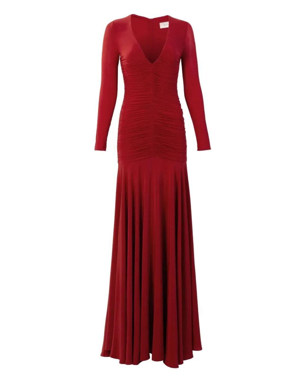Silvia Tcherassi Red Lina Long-Sleeve V-Neck Maxi Dress