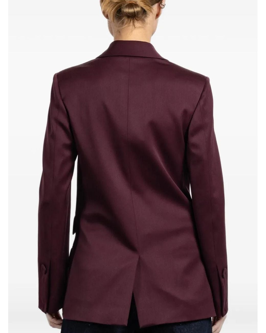 Another Tomorrow Purple Double-Breasted Blazer